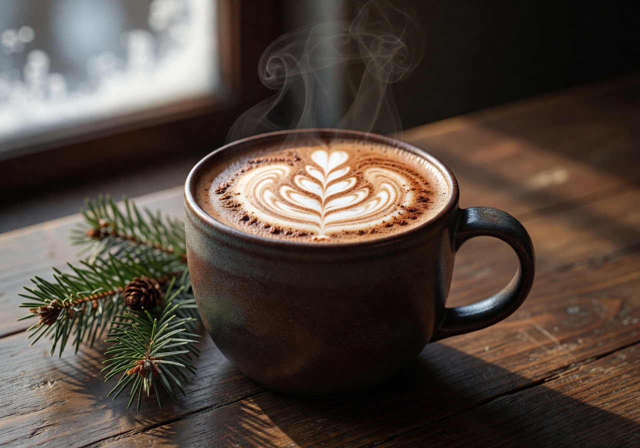 Winter Spiced Mocha with latte art
